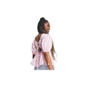 Influence Open Back Top in pink and white stripe Womens‎ SZ 4